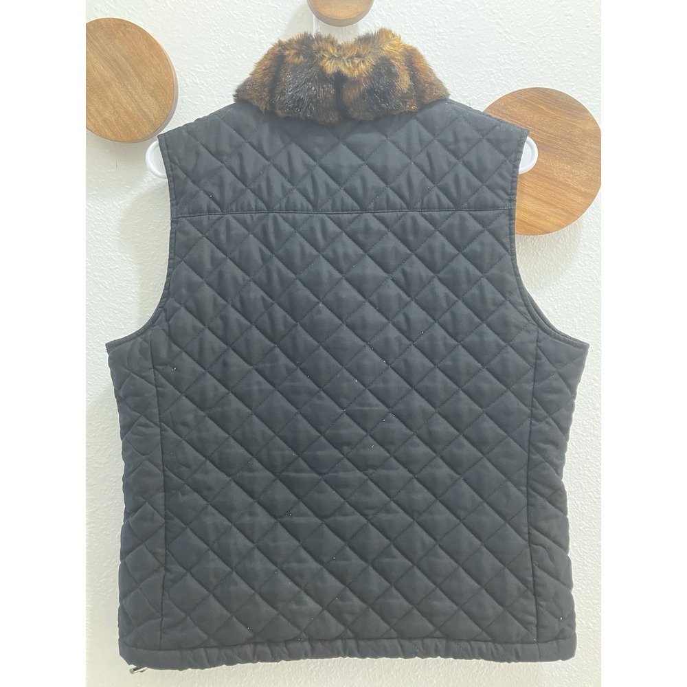 Women's LAUREN RALPH LAUREN Zip Quilted Vest w/Faux Fur Collar S BLACK - Picture 5 of 6